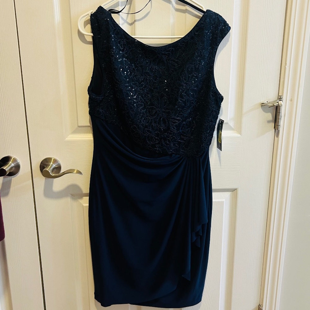 Petite Cocktail Dress by Jessica Howard, Navy, Sz. 14P
